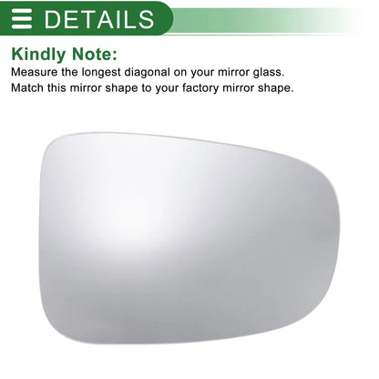 Right Side White Mirror Glass W/ Back Convex for Ford Transit (2015-2023)