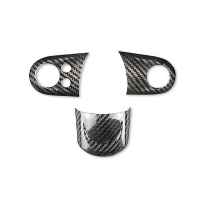 3pcs Carbon Fiber Center Steering Wheel Cover Trim Fit For Mini Cooper R56 06-13