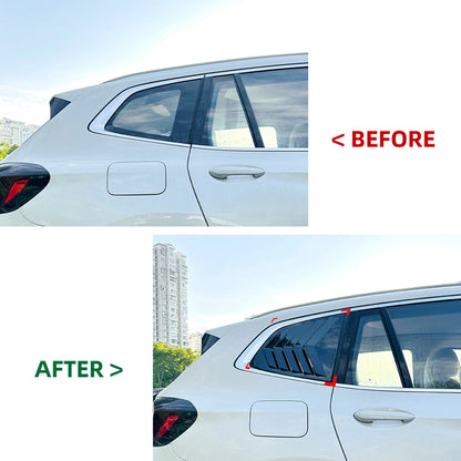 2 x Gloss Black Rear Side Window Louvers for BMW X3 G01 (2018-2024)