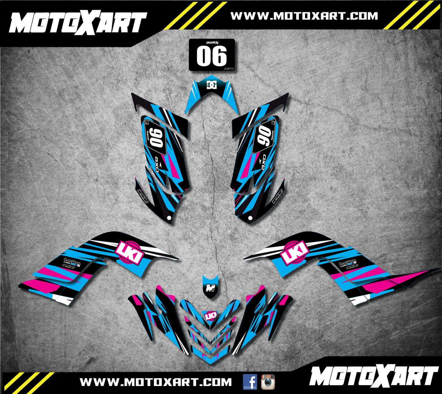 Yamaha Raptor 700R ATV Graphics Kit 2006-2012 - DUKE Style Stickers Decals