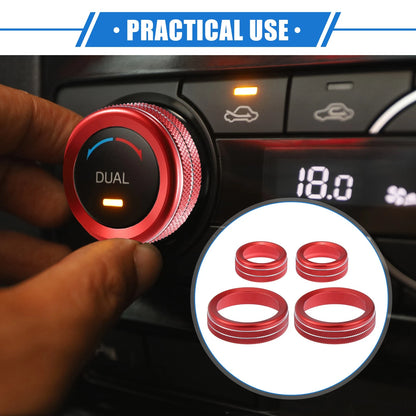 4 Pcs AC Climate Control Knob Rings for Ford Maverick (2022-2023) Red