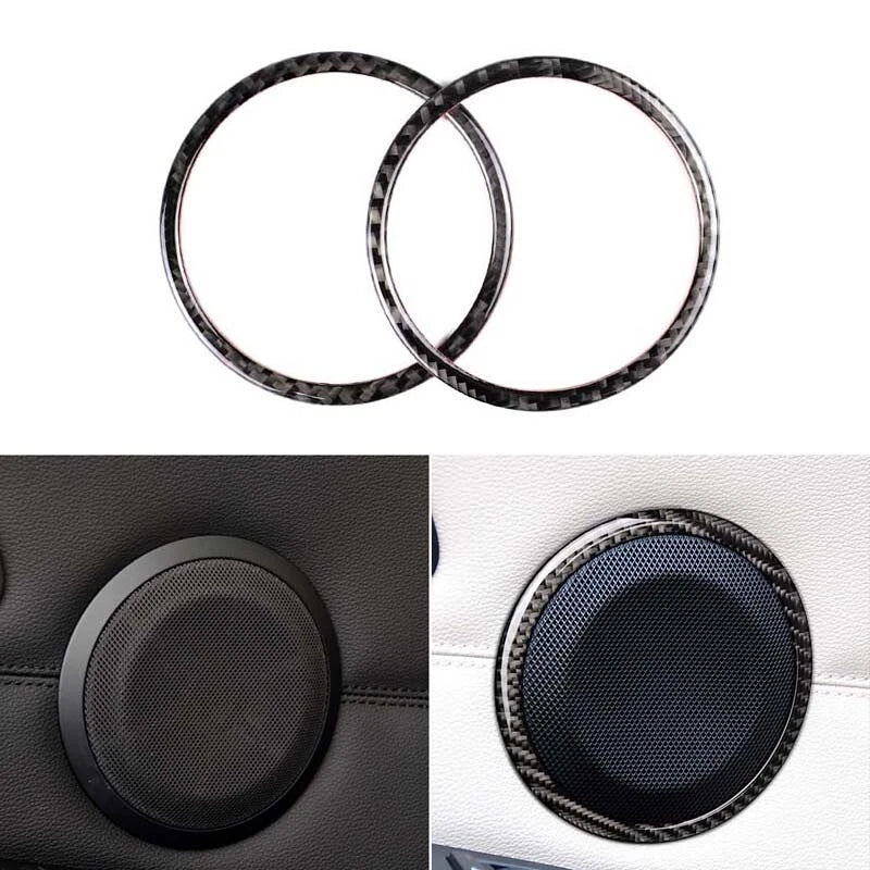 2pcs Carbon Fiber Door Speaker Ring Cover Trim fit For BMW 3 Series 2008-2011