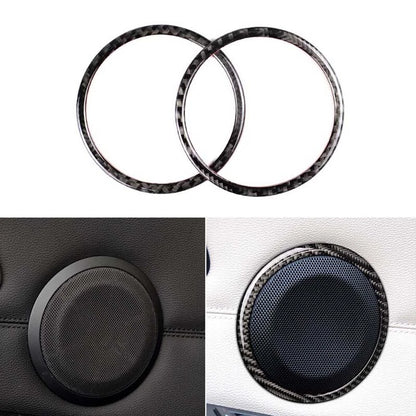 2pcs Carbon Fiber Door Speaker Ring Cover Trim fit For BMW 3 Series 2008-2011