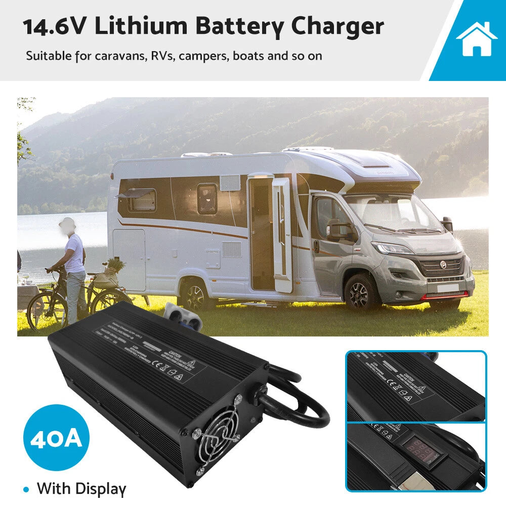 40A Lithium Battery Charger with LED Display for LiFePO4 OZ