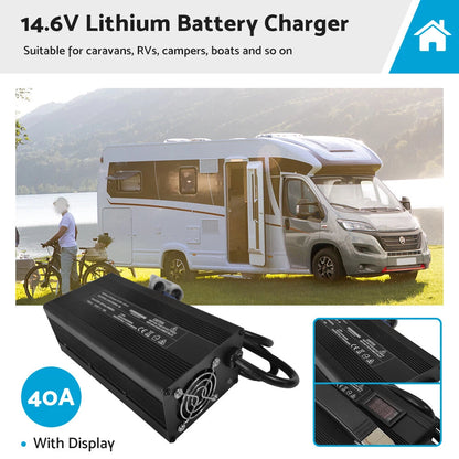 40A Lithium Battery Charger with LED Display for LiFePO4 OZ