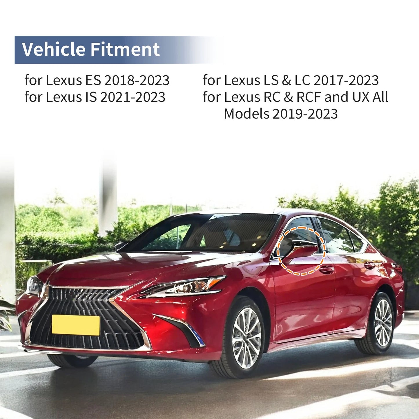 Gloss Black Left Right Mirror Cover Caps for Lexus ES (2018-2023)