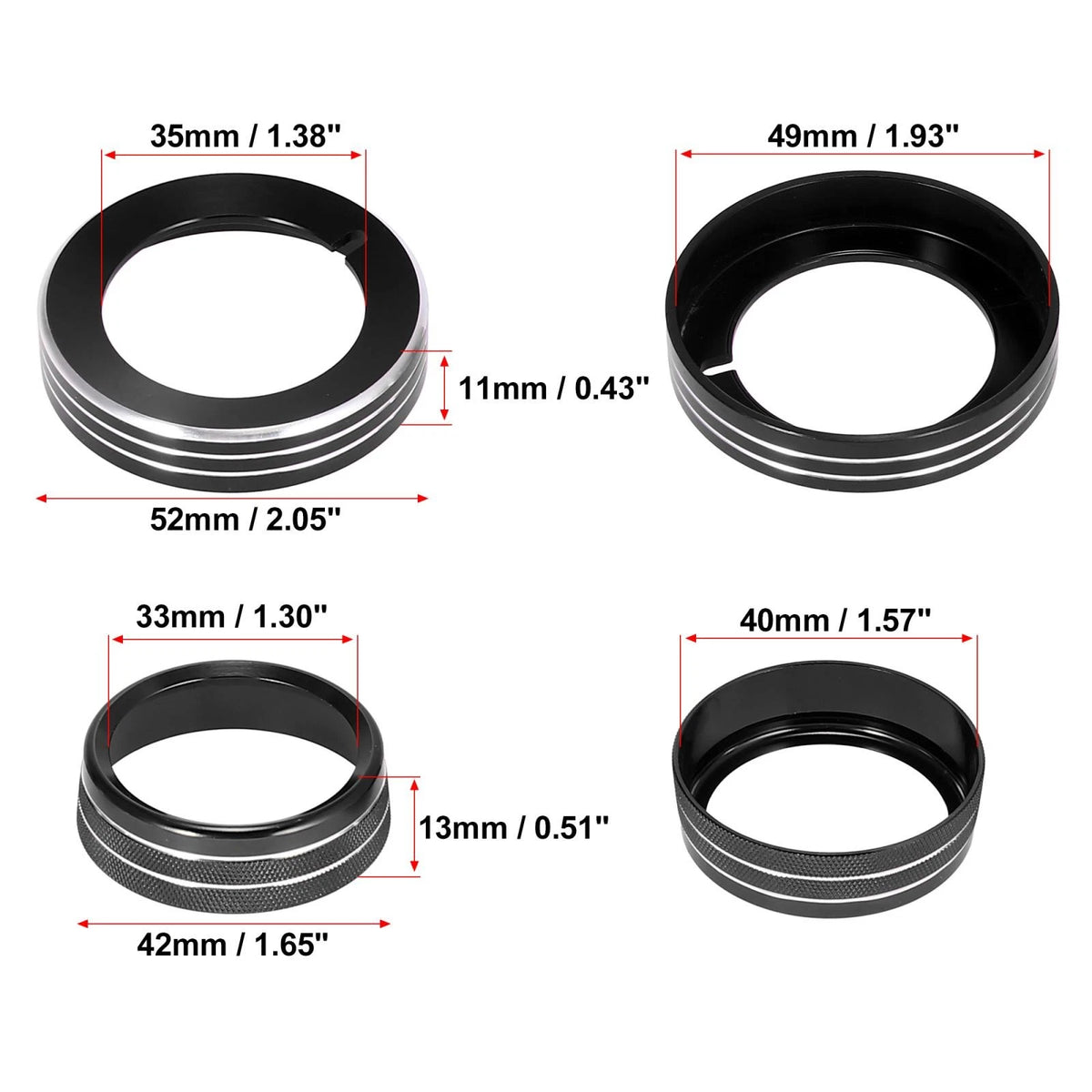 3 x Aluminum Alloy Headlight Volume Tune Knob Covers for Ford Mustang