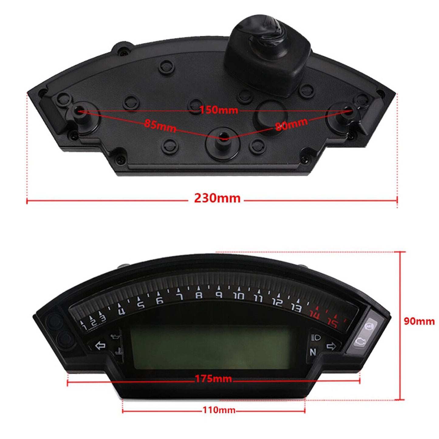 Digital Odometer LCD Speedometer Tachometer for FN (1-6 Speed)
