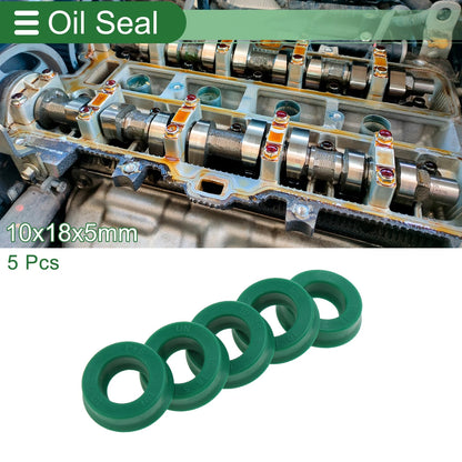 Oil Seal 10x18x5mm Seal Ring TPU Shaft Seal Green 5 Pcs