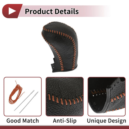 Car Gear Shift Knob Cover for Hyundai Tucson 2015-2018 Black Brown Faux Leather