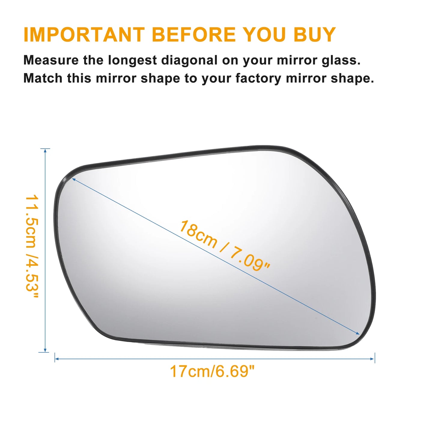 Right Side Mirror Glass w/ Backing Plate for Mazda 3 6 (2006-2008)