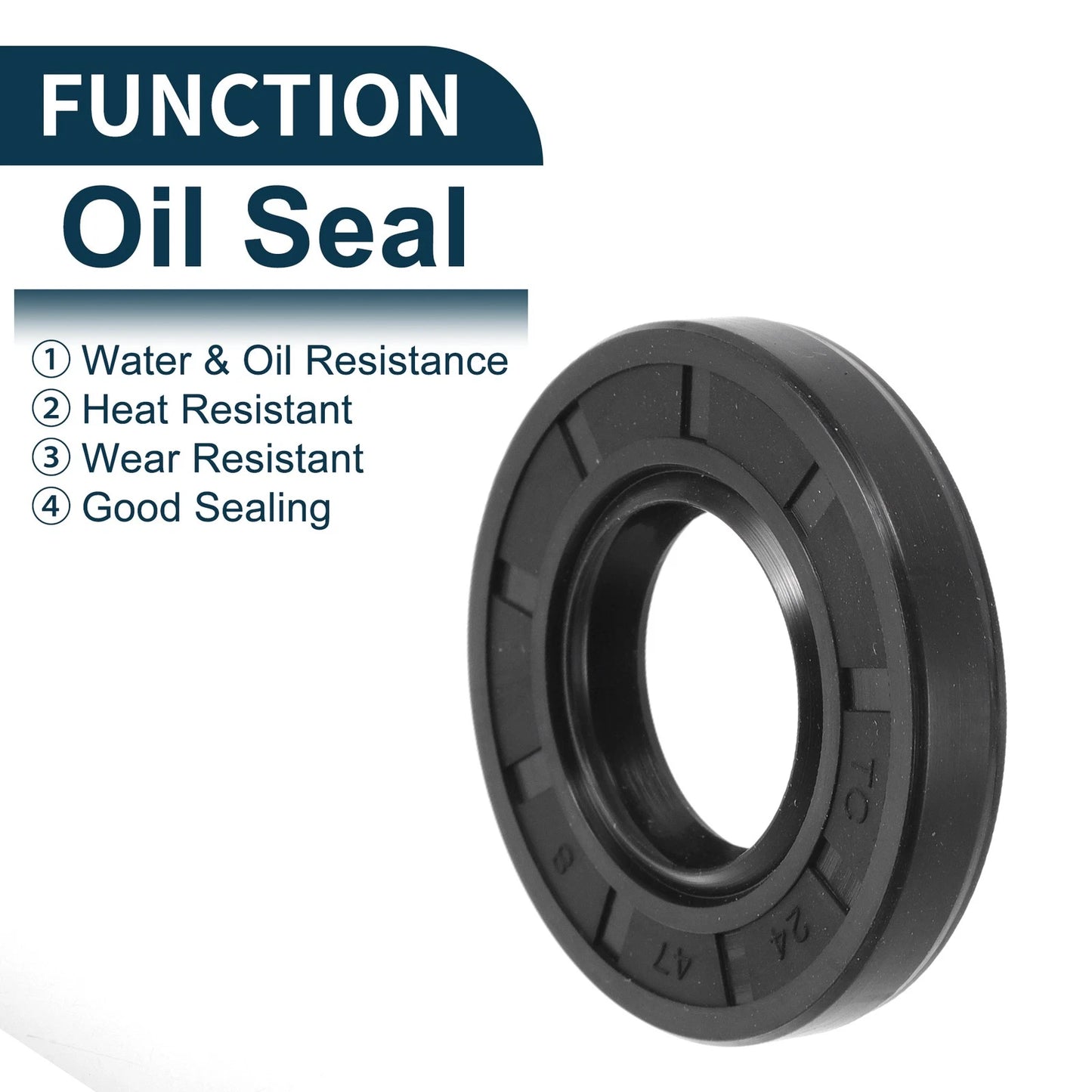 Oil Seal 24x47x8mm NBR Black 5Pcs for Make Model