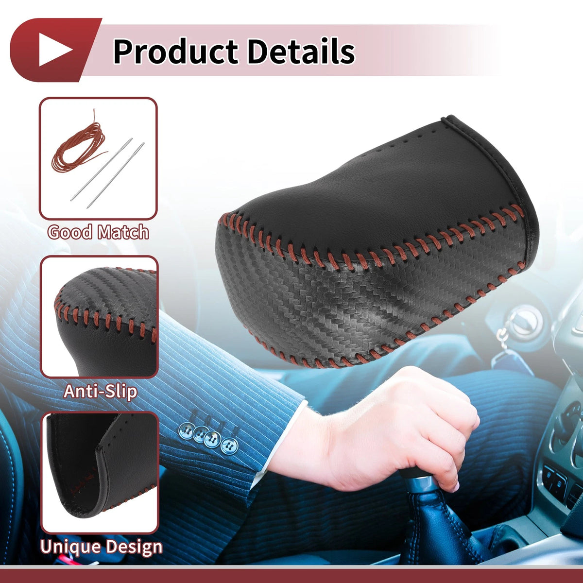 Subaru Forester Gear Shift Knob Cover 2006-2012 Black Brown Faux Leather
