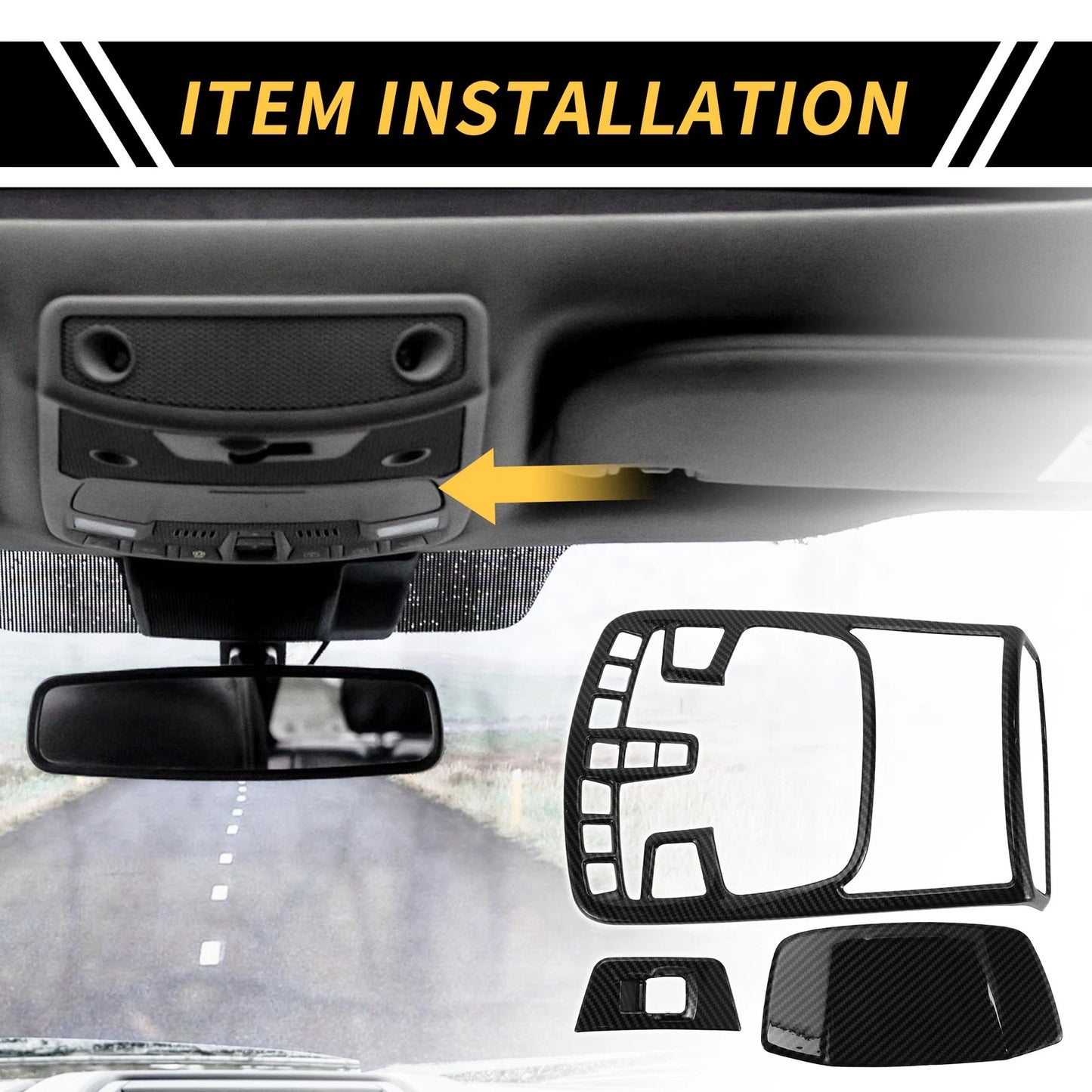 Roof Reading Light Lamp Cover Trim for Ford F-150 (2015-2020) Carbon Fiber