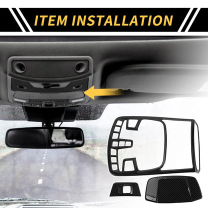 Roof Reading Light Lamp Cover Trim for Ford F-150 (2015-2020) Carbon Fiber