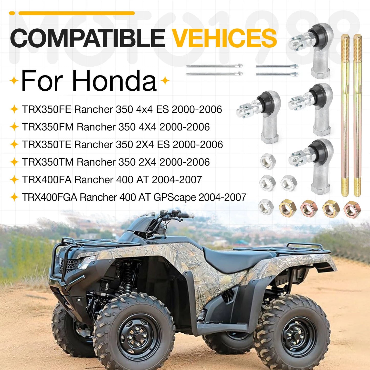 Tie Rod Ends Kit for Honda Rancher 350 TRX350 FE/FM/TE/TM 2000-2006