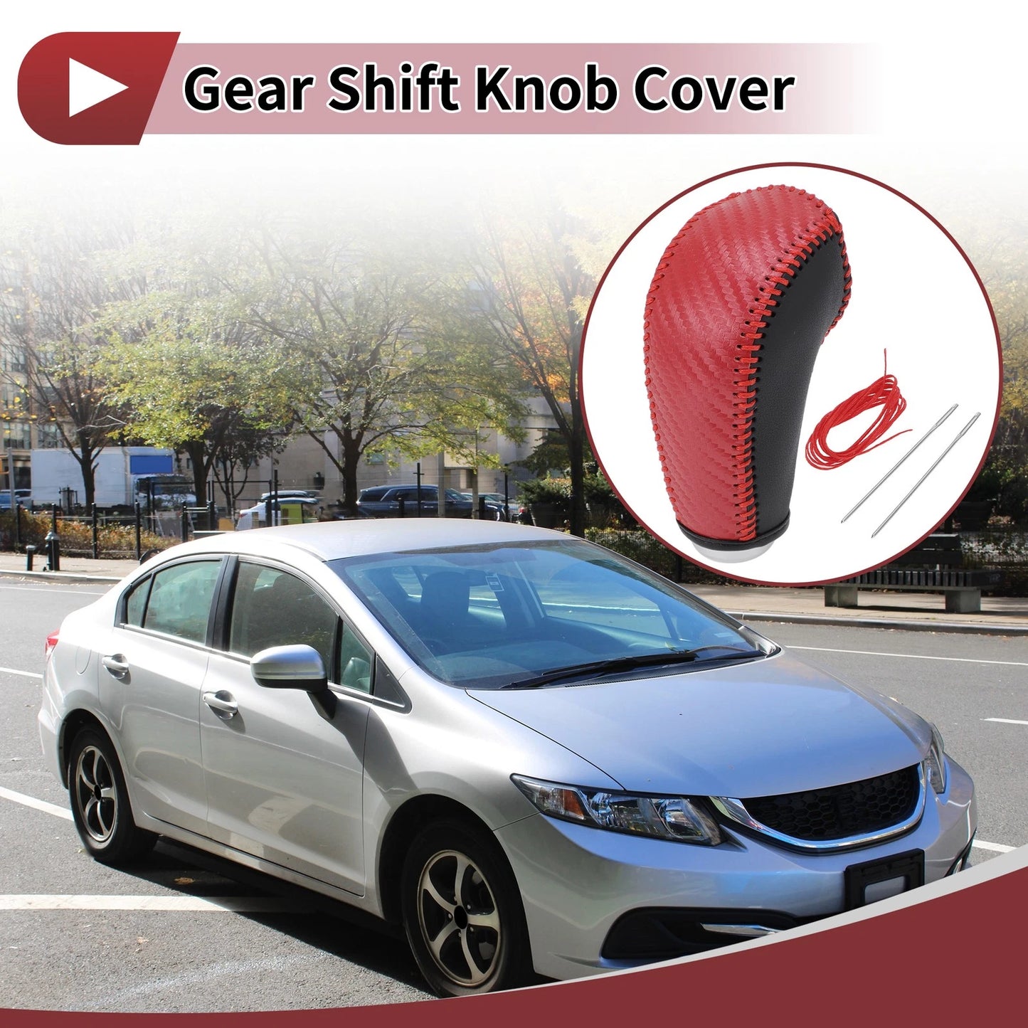 Red Carbon Fiber Gear Shift Knob Cover for Subaru Forester (2014-2017)