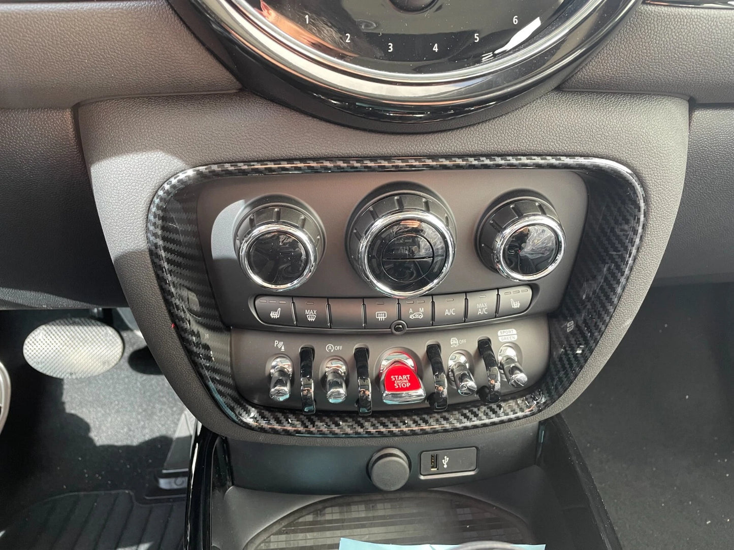 Front Air Switch Button Cover Trim for Mini Clubman F54 2016-2022 Carbon Fiber