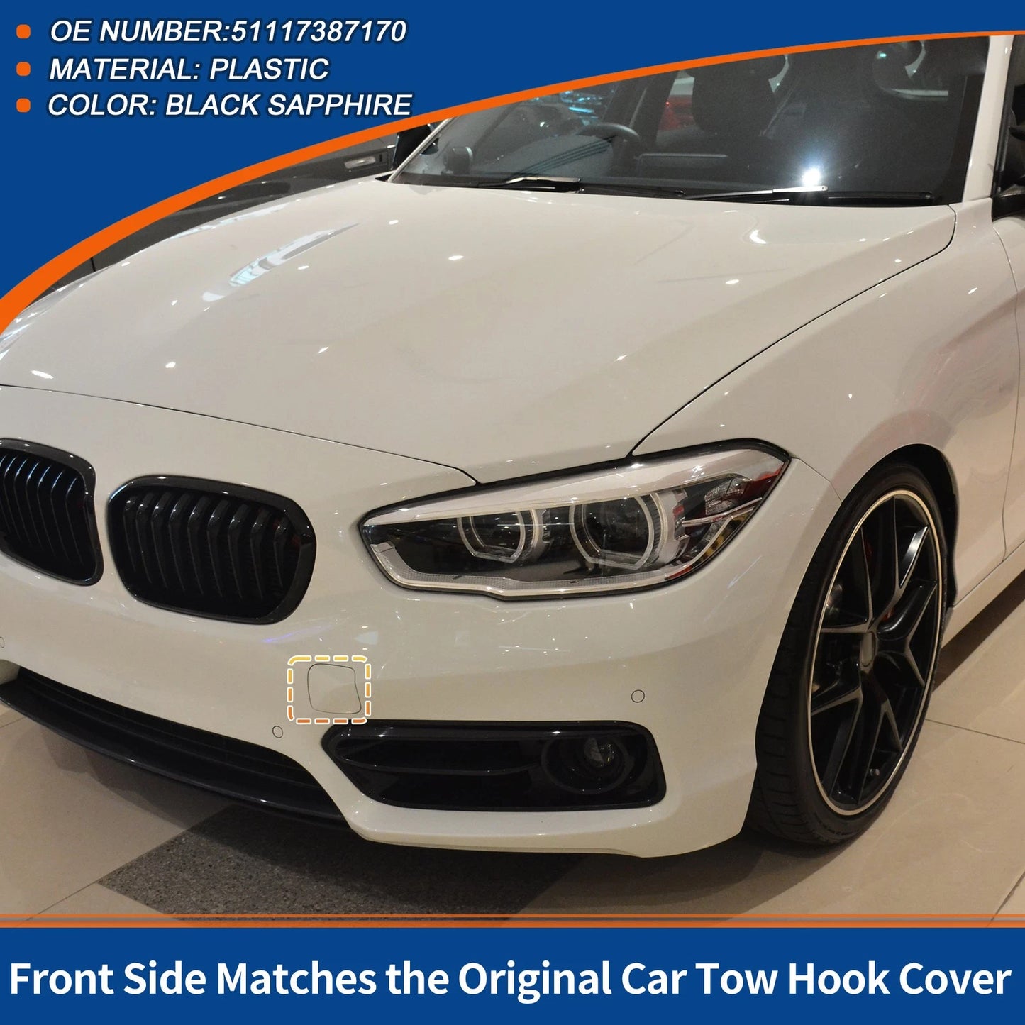 Tow Hook Cover for BMW 1 Series (2012-2019) Black Sapphire