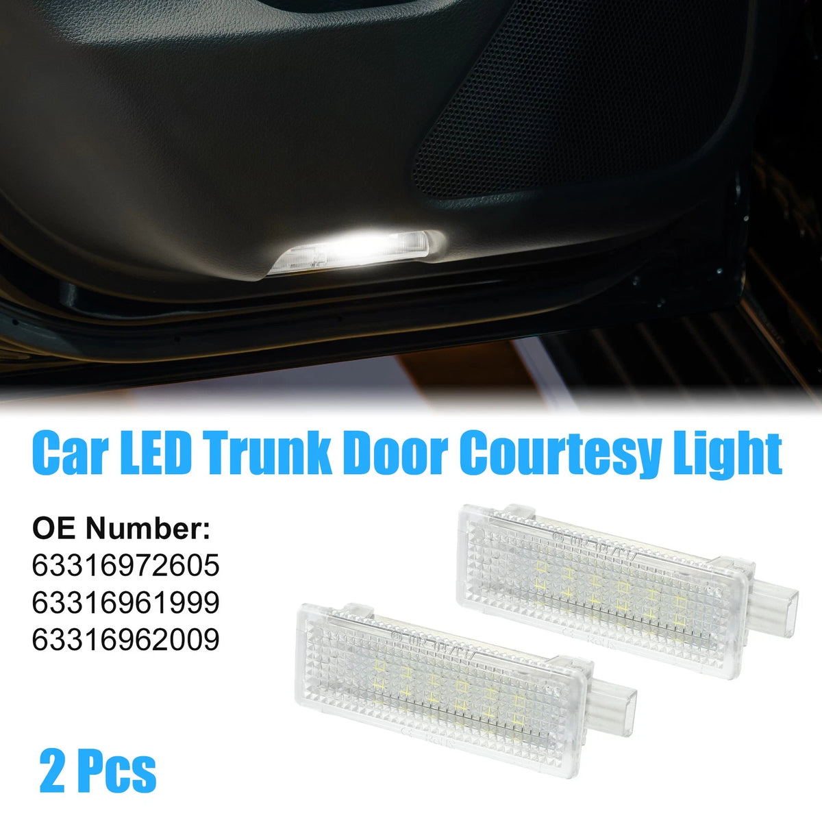 2 x Trunk Light Courtesy Footwell Lamps for BMW X3 (2011-2017), X5 (2007-2013)