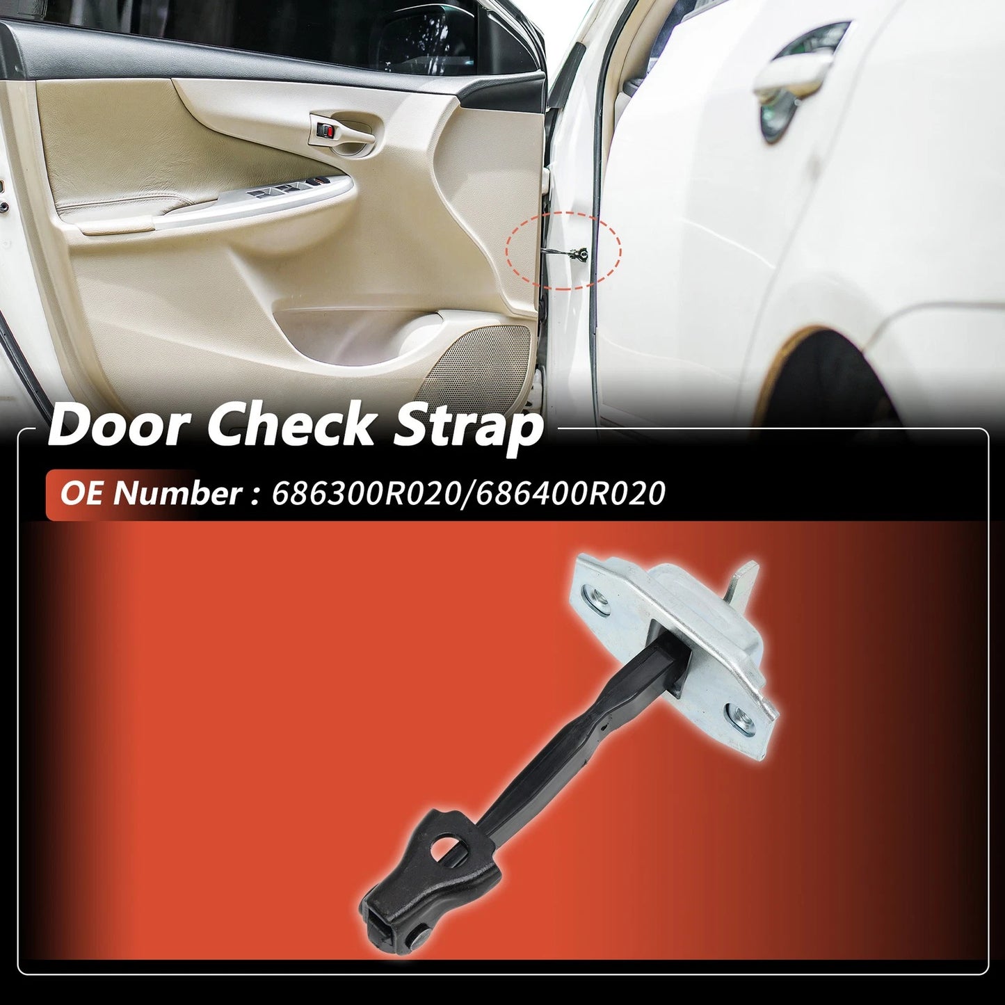 Door Check Strap 1 Pc Rear L/R Door Check Strap for Toyota RAV4 (2006–2015)