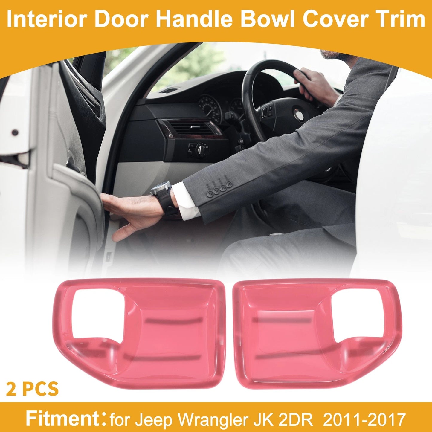 Interior Door Handle Bowl Cover Trim for Jeep Wrangler JK 2011-2017 - 2 Pcs