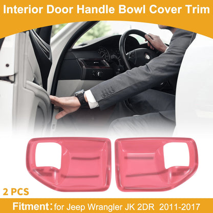 Interior Door Handle Bowl Cover Trim for Jeep Wrangler JK 2011-2017 - 2 Pcs