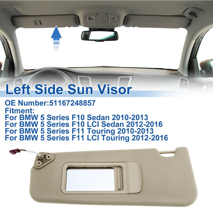 Left Side Sun Visor for BMW 5 Series F10 Sedan Beige