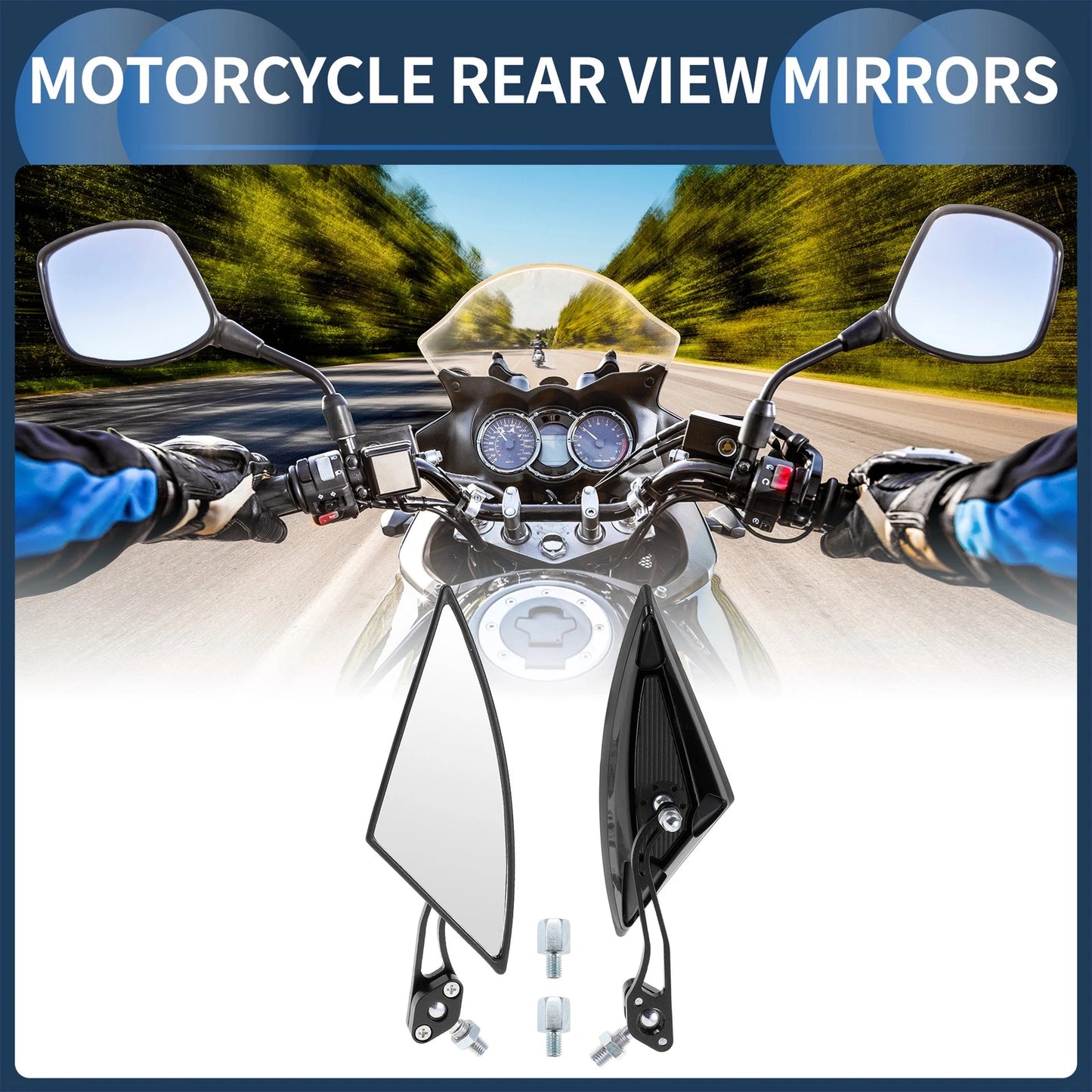 M8/M10 1set Rear View Mirrors Handlebar Mirrors Black Aluminum Alloy for M8/M10
