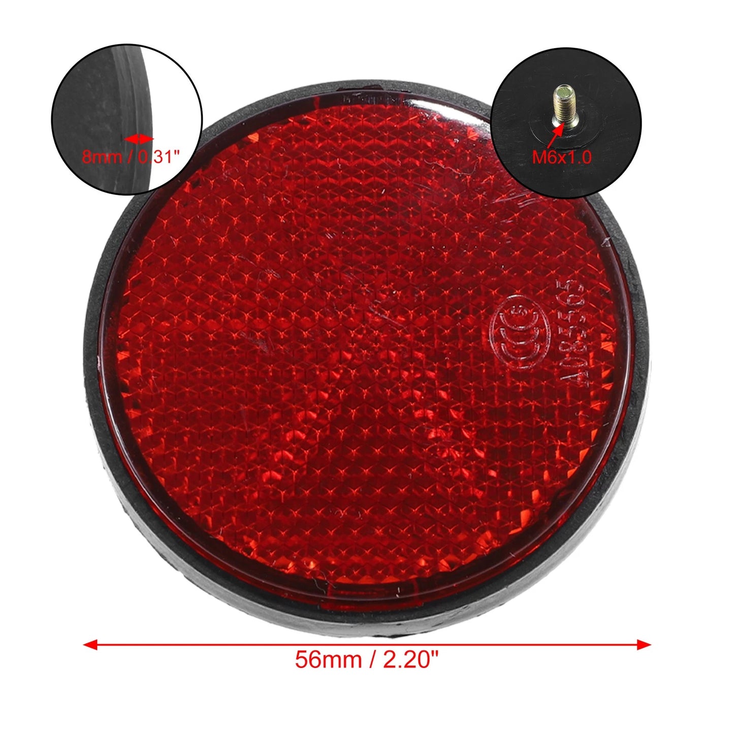 4pcs M6x1.0 Round Screw-On Reflective Warning Reflectors for Motorcycle