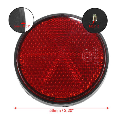 4pcs M6x1.0 Round Screw-On Reflective Warning Reflectors for Motorcycle