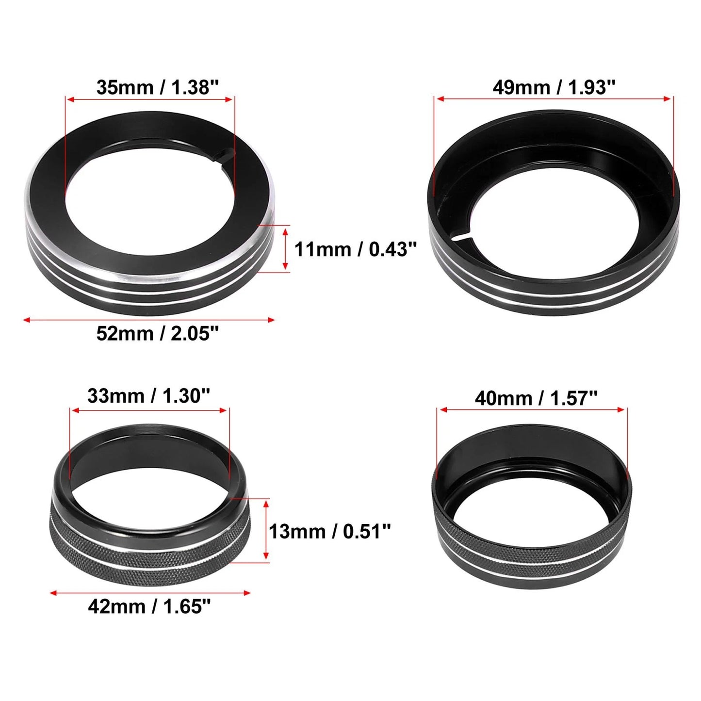 3 x Aluminum Alloy Headlight Volume Tune Knob Covers for Ford Mustang (2015-2023)