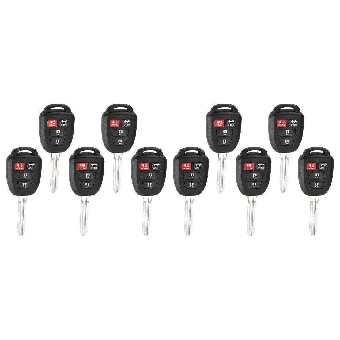 10pc Keychain Remote Control for Toyota Highlander, Sequoia, RAV4, Corolla