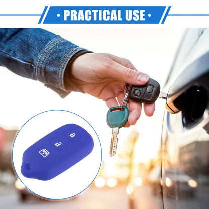 2 x Remote Key Fob Cases for Toyota 4Runner, Sequoia, Silicone, Blue