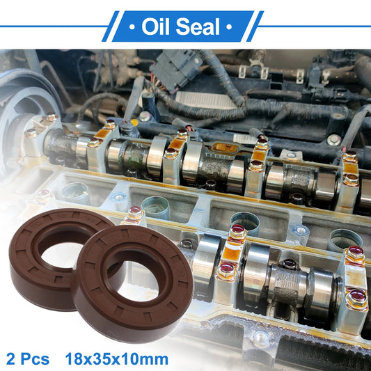 Oil Seal 18x35x10mm 2 x Seal Ring Rotary Shaft FKM Brown for Automotive