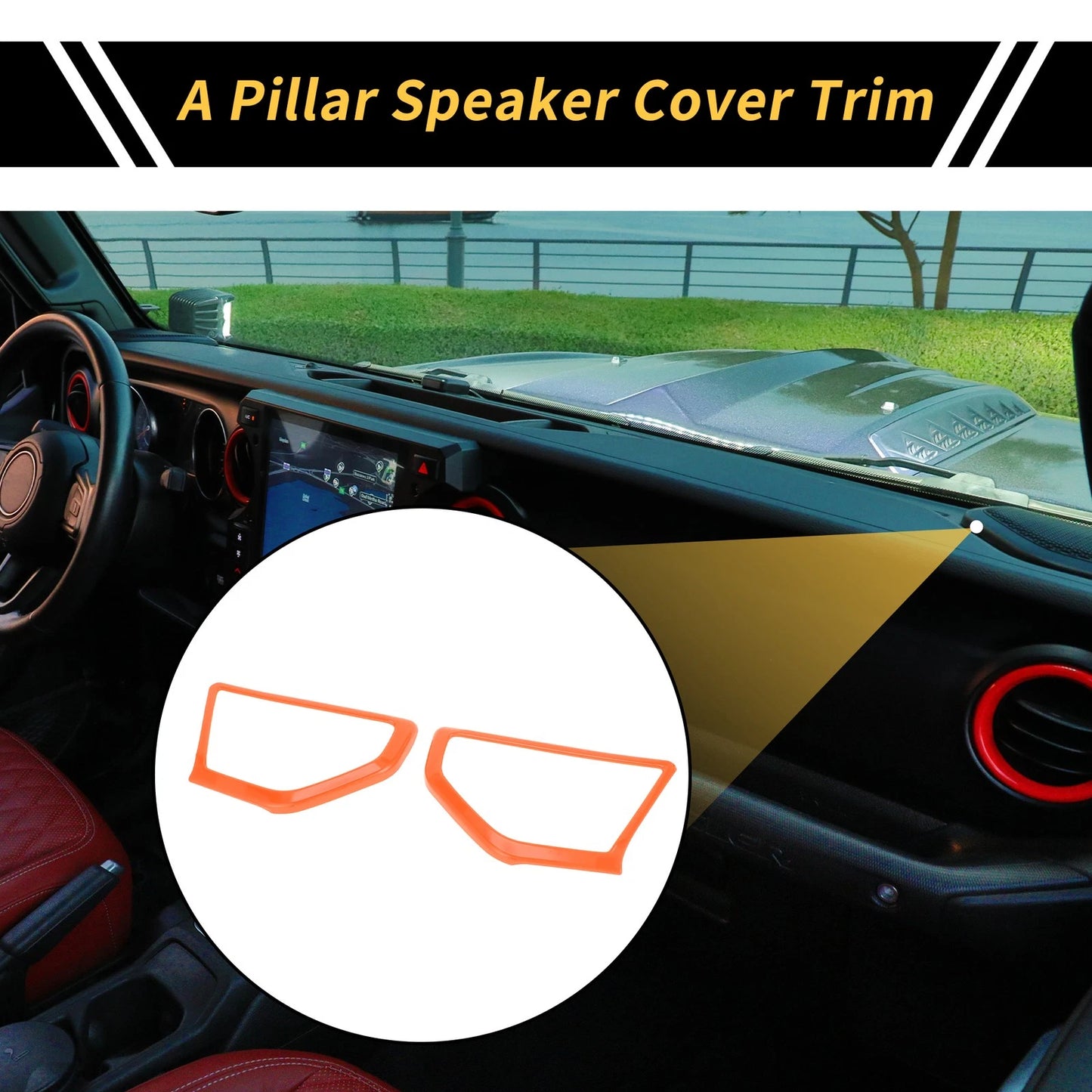 A Pillar Speaker Cover Trim  for Jeep Wrangler JL JLU (2018-2024) Orange