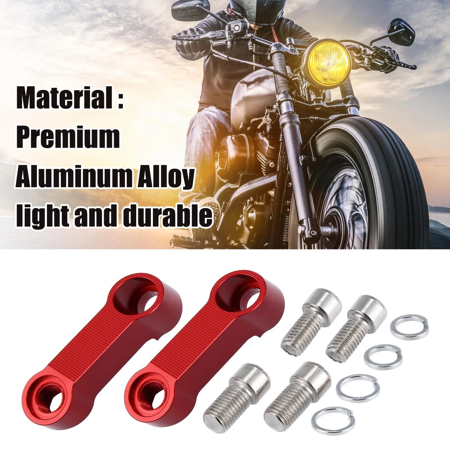 Pair 10mm 8mm Mirror Extender Adapter Red for Honda Yamaha