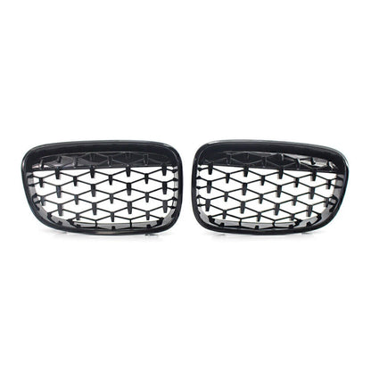 Diamond Meteor Front Kidney Grille Gloss Black for BMW 1 Series (2011-2014)