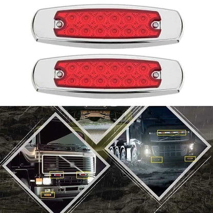 2 x Red 12 LED Sealed Side Marker Clearance Lights for Trailer (No Year)