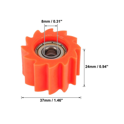 8mm Chain Guide Wheel Roller Tensioner for Motorcycle Orange