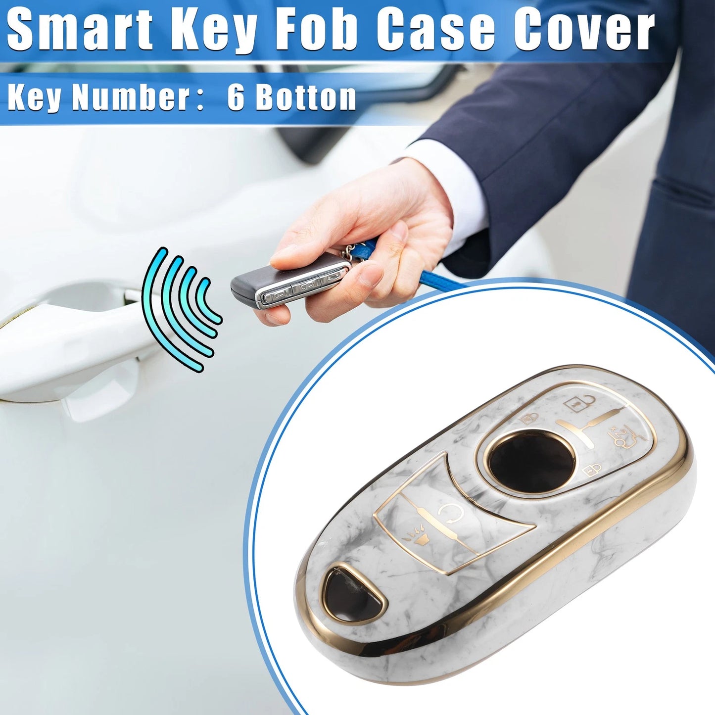 6-Button Remote Smart Key Fob Cover Case for Buick Enclave Verano