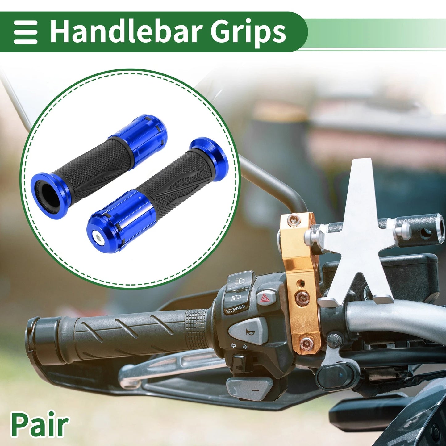 7/8" 22mm Motorcycle Hand Grips Aluminum Alloy Blue for Motorcycle