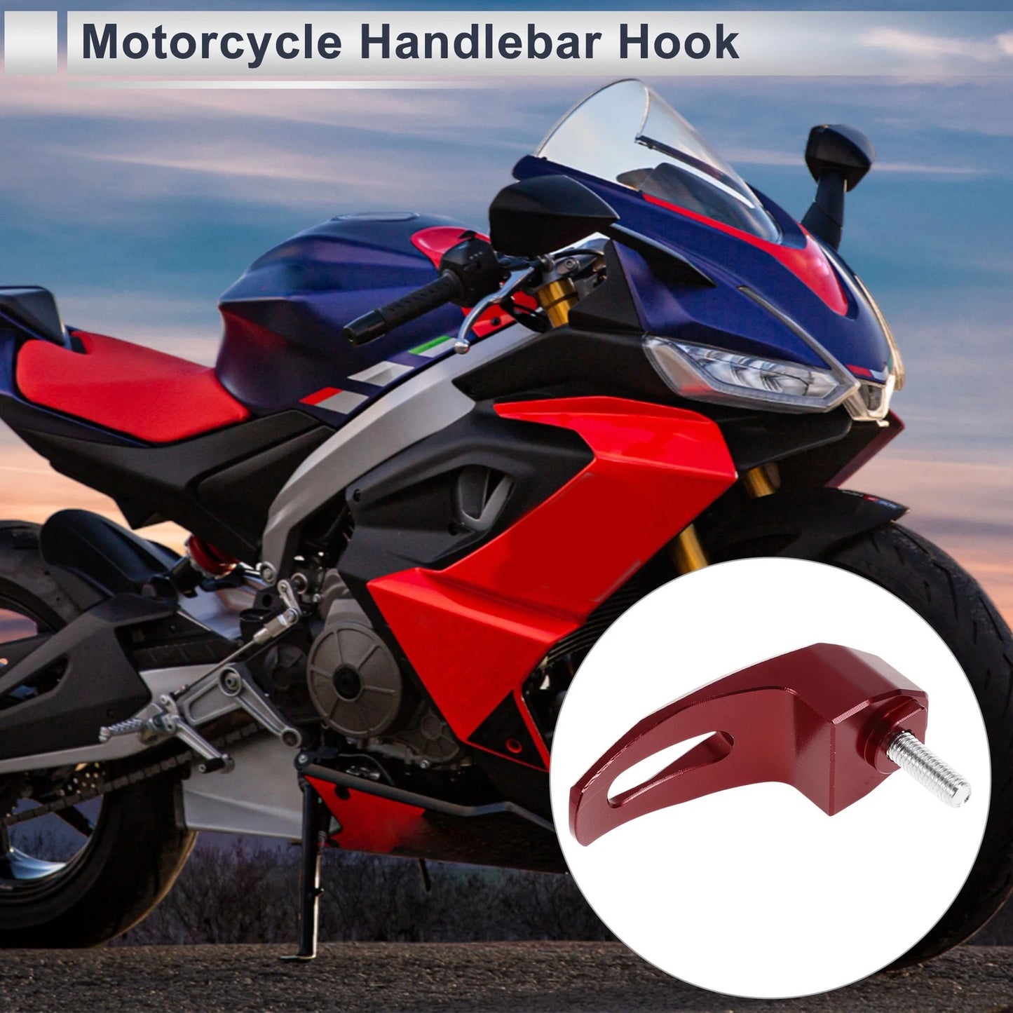 Rectangle Aluminum Alloy Motorcycle Hanging Hook Hex Screw Wrench Red