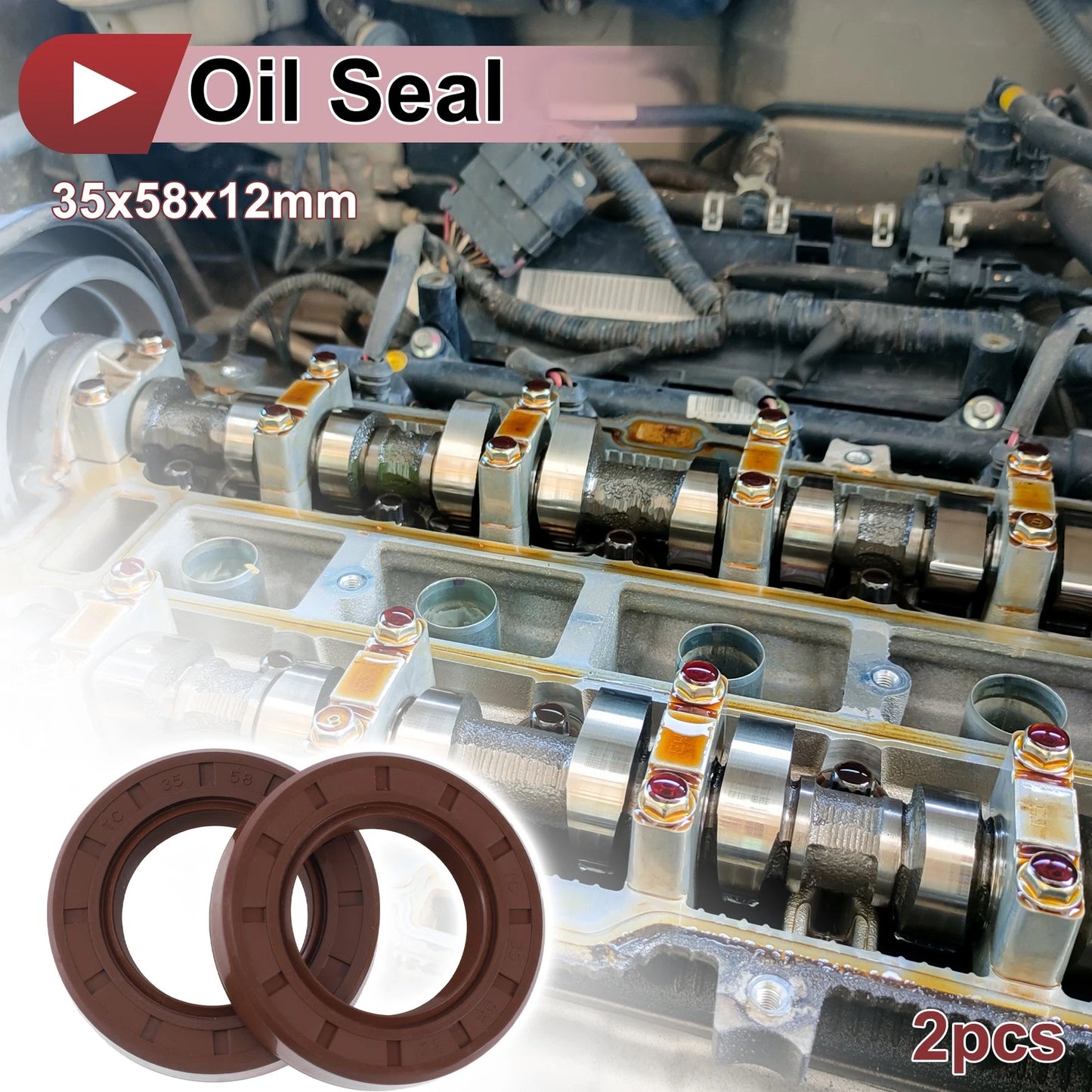 Oil Seal / 35x58x12mm / 2 x Seal Ring Rotary Shaft Seal FKM Rubber