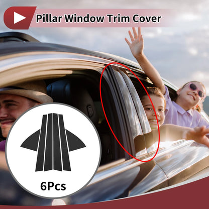 6 Pcs Car Door Pillar Window Trim for Honda Civic (1992-1995) Black