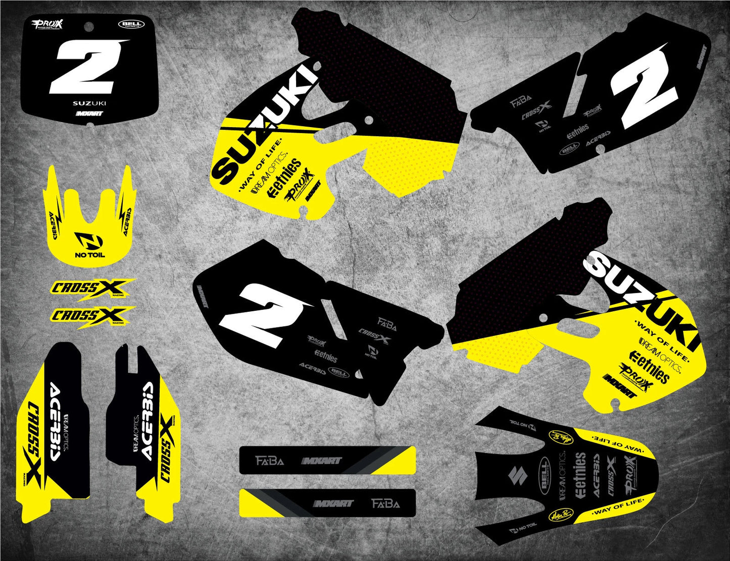 Custom Graphics Full Kit for Suzuki RM 125 (1999-2000) Decal Set