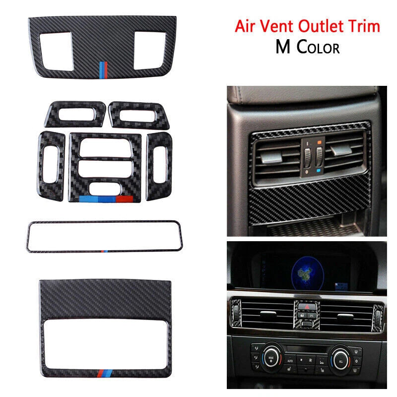 Real Carbon Fiber Air Vent Outlet Trim for BMW 3 Series E90 E92 E93 (2005-2012)
