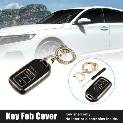 Key Fob Case for Honda Accord, Civic - 5 Button Remote Control, Black