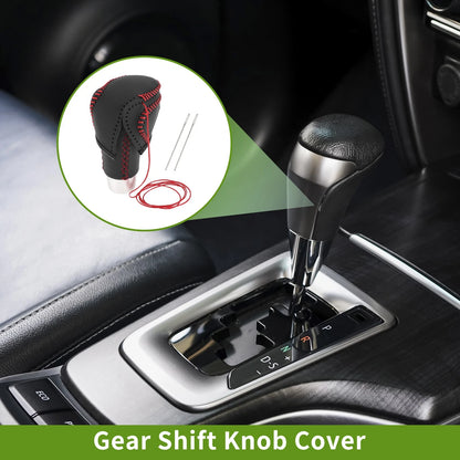 Car Gear Shift Knob Cover for Toyota CH-R 2018-2022 Black Red Faux Leather