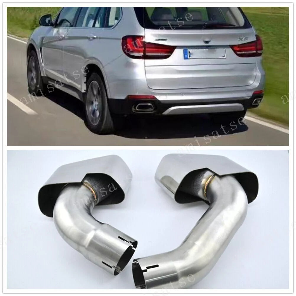 Steel Rear Bumper Exhaust Tips for BMW F15 X5 (2014-2015) 2 x Muffler Pipes